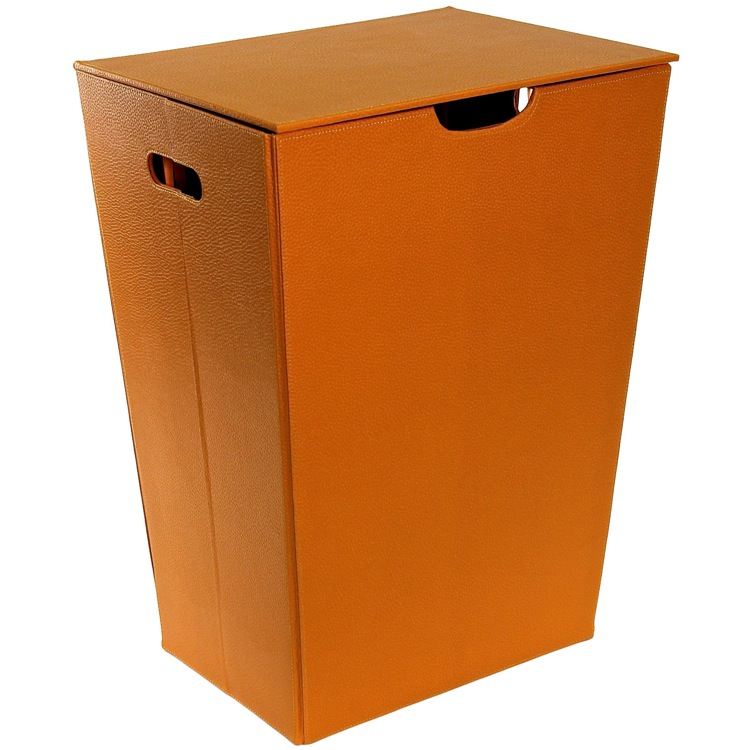 Gedy AC38-67 Rectangular Laundry Basket Made From Faux Leather in Orange Finish